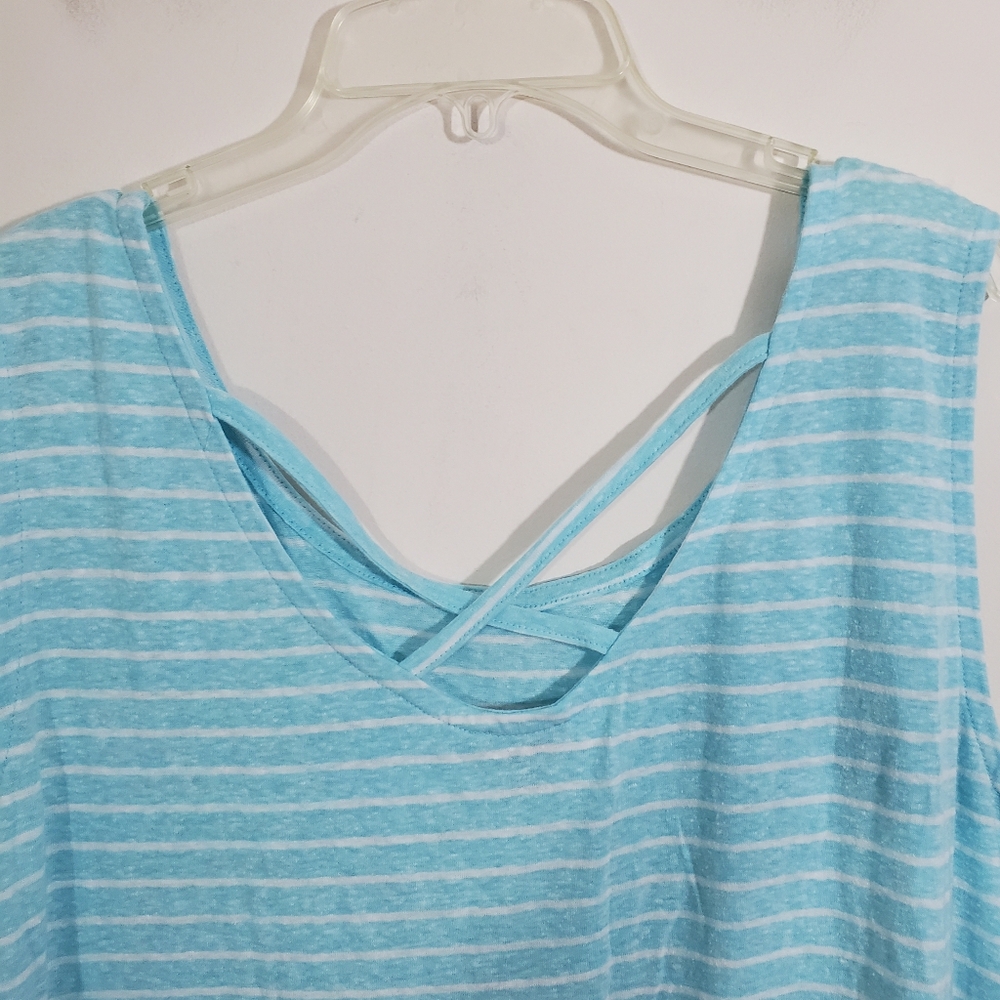 NWT T by Talbots Activewear Dress Turquoise Aqua Striped Sleeveless Nautical 3X - Picture 8 of 11